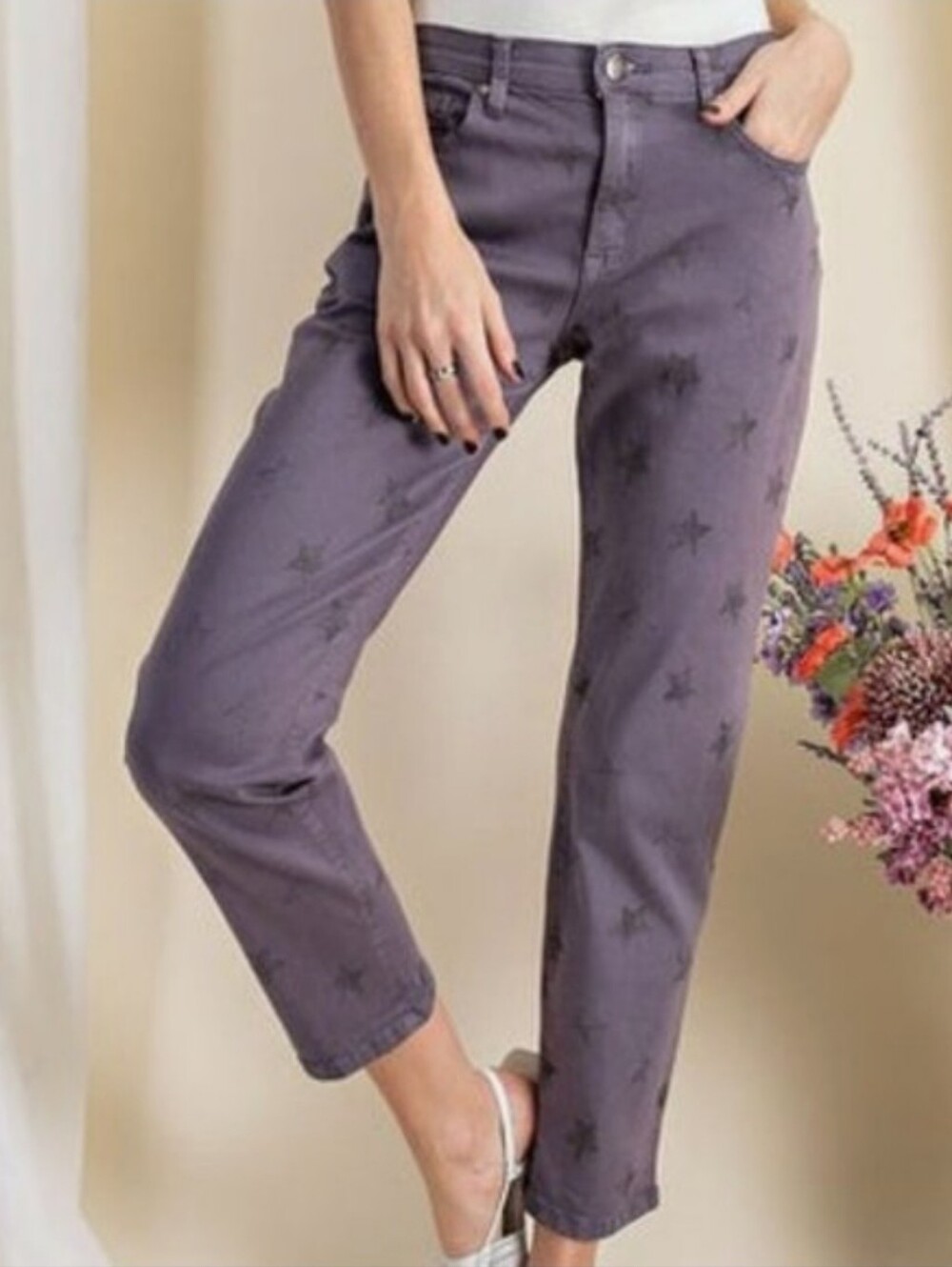 Easel Distressed twill washed star casual chino pants size S